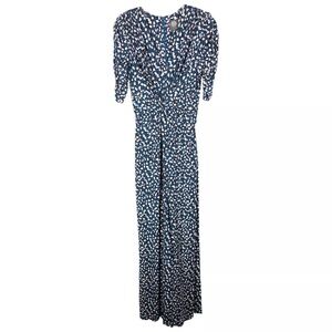 Vince Camuto Women's Blue V-Neck Twisted Front Wide-Leg Jumpsuit